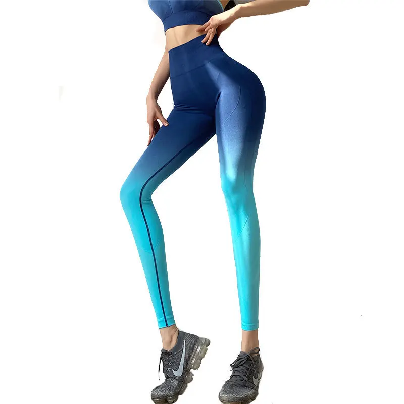 

Gradient color running quick-drying sweatpants high-waist hip-lifting yoga pants