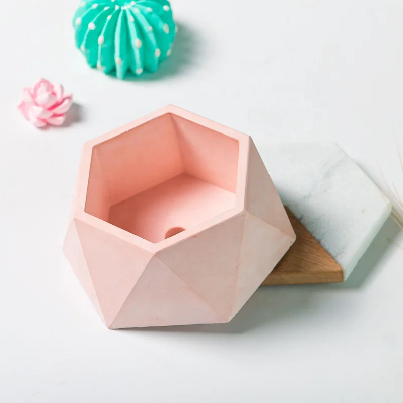 

3D Vase Craft Mould DIY Planter Geometric Concrete Planter Silicone Mold, Blue or customized color