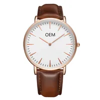 

Custom Brand Logo Mens Watches Create Logo Minimalist Wristwatch Genuine Leather Strap Japan Quartz Movement Unisex Watch Custom