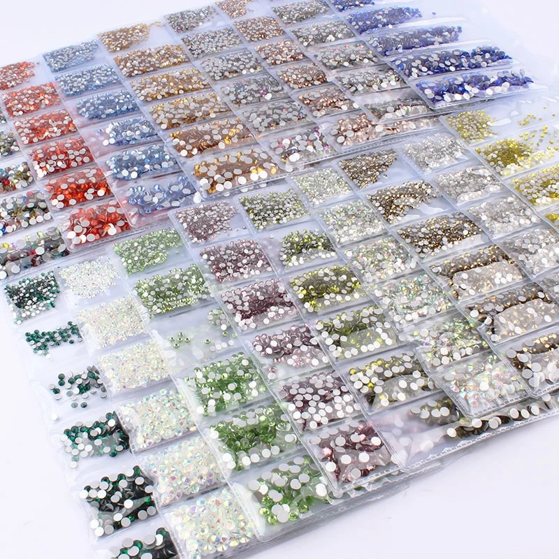 

Juli Wholesale 40 Color Non Hotfix Strass Round Crystal Stones Mix Size Crystal AB Flatback Nail Glass Rhinestones, More than 40 colors can be selected