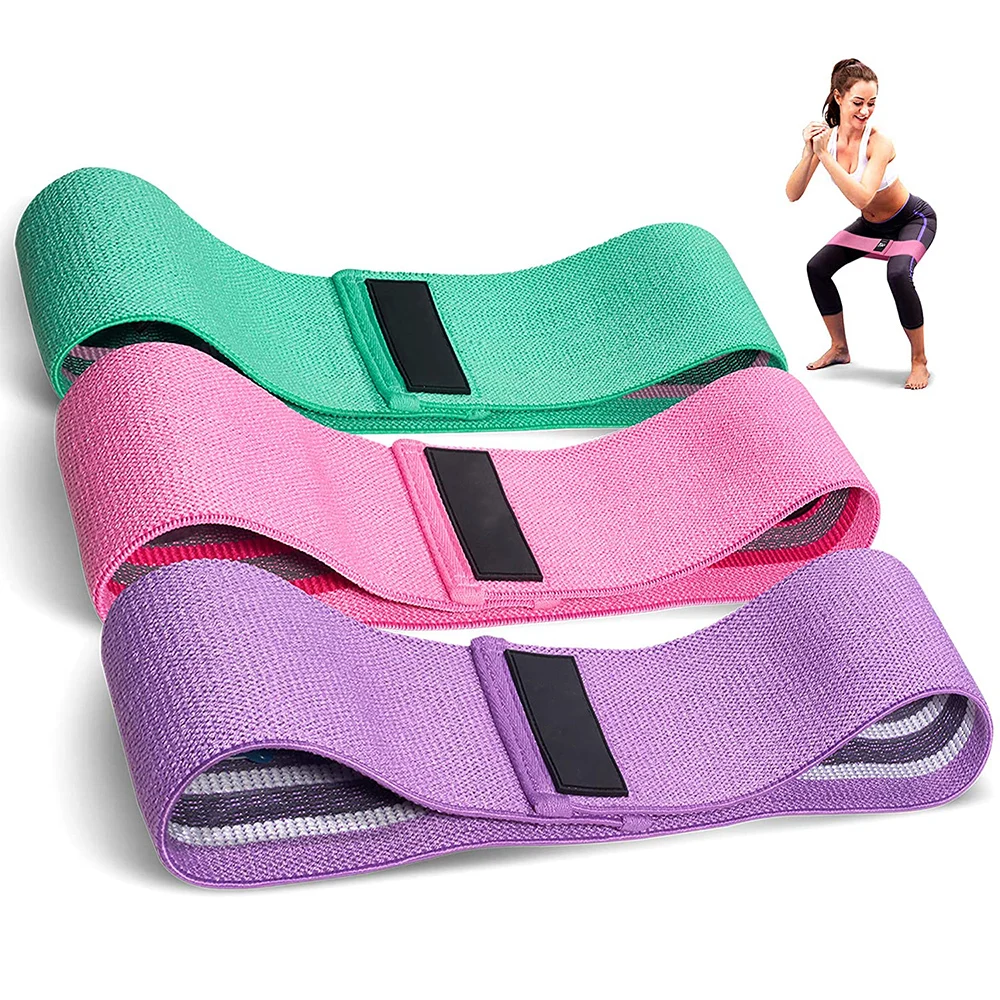 

High Quality Elastic Fabric Exercise Hip Bands Set Anti Slip Workout Loop Resistance Bands Booty Bands for Legs and Butt, Pink, green, purple, gray