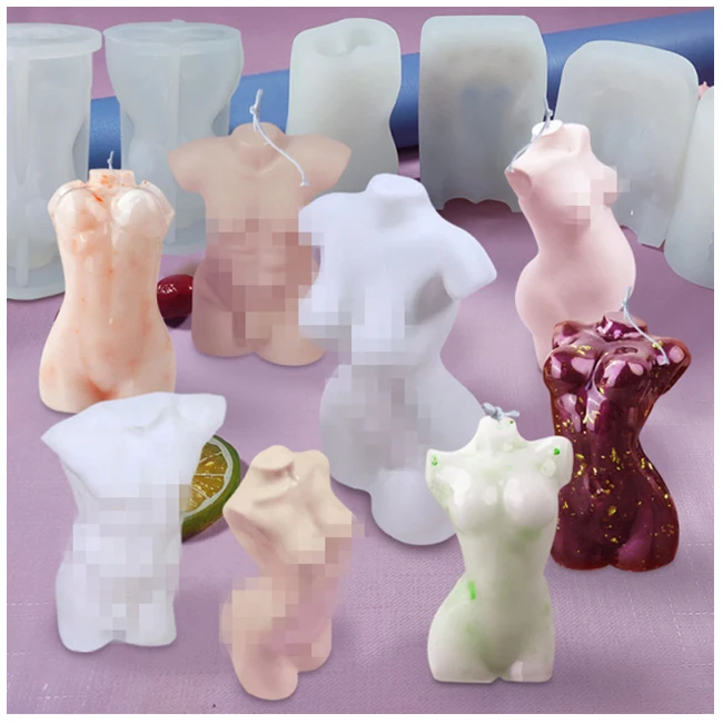 

DIY handmade making silicone 3d wax holder unique candles aromatherapy nude body candle mold