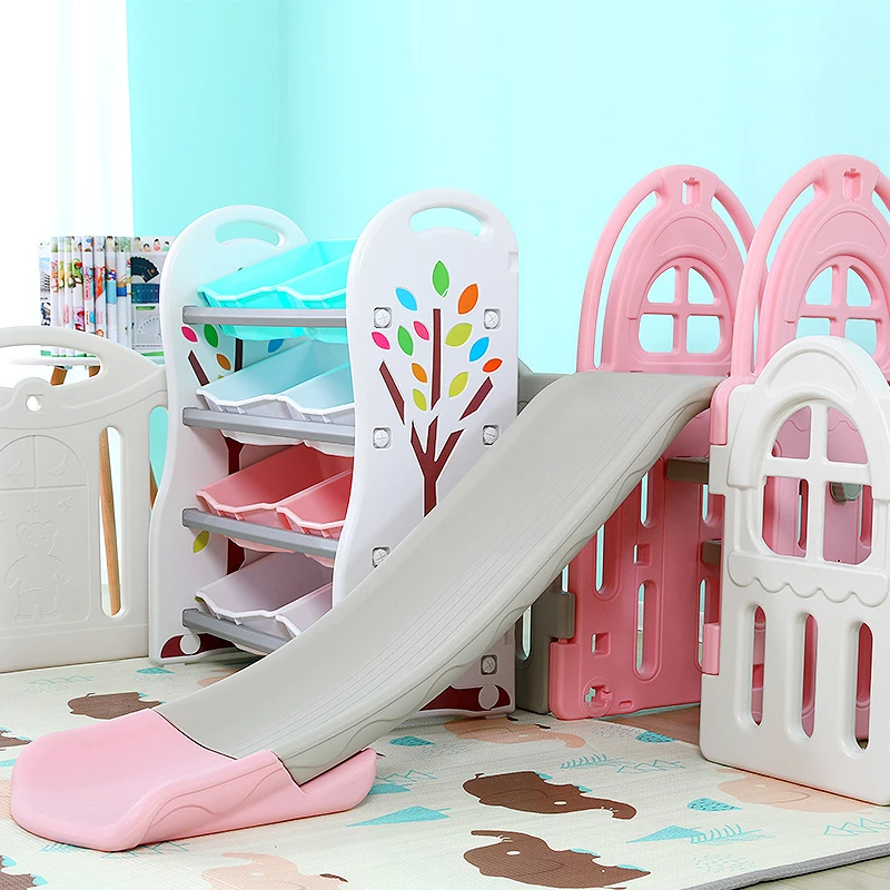 
Custom plastic kid fence play gard indoor safety baby playpen with slide and swing set 