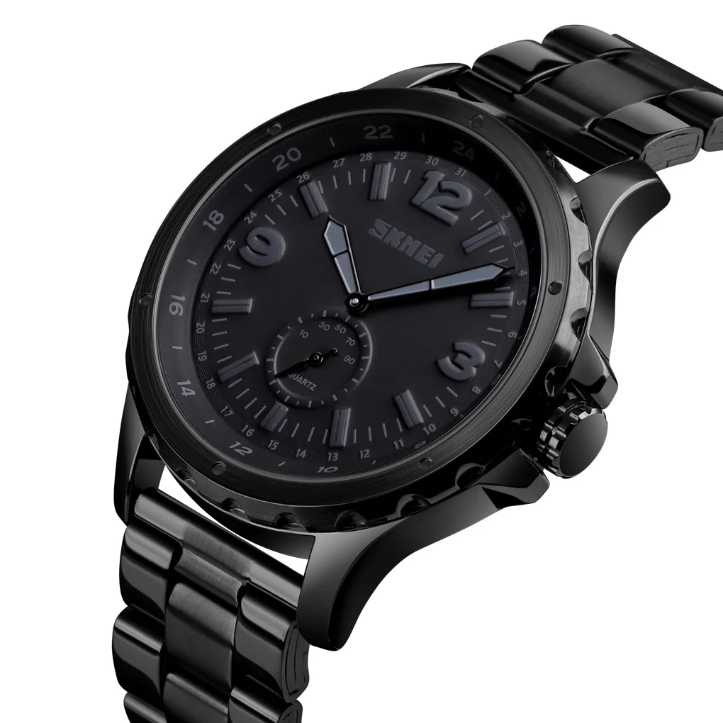

SKMEI 1513 Men's Stainless Steel Quartz Watch All Black Wristwatch for Men