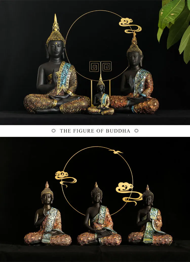 Wholesale Medium Resin Religious Luxury Asia Thailand Sitting Black