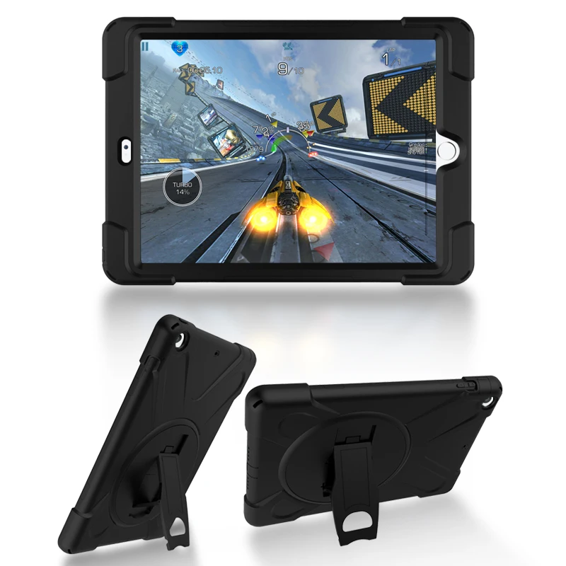 

For iPad Air 9.7 Inch plastic and silicone hybrid defender case with rotate kickstand