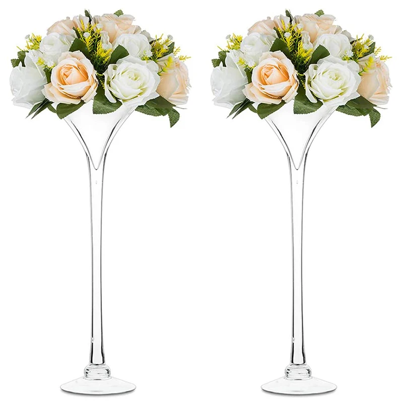 

Wholesale Customized Wedding Table Arrangement Party Centerpiece Floral Display H16inch Clear Glass Martini Vase/Holder, Customized color