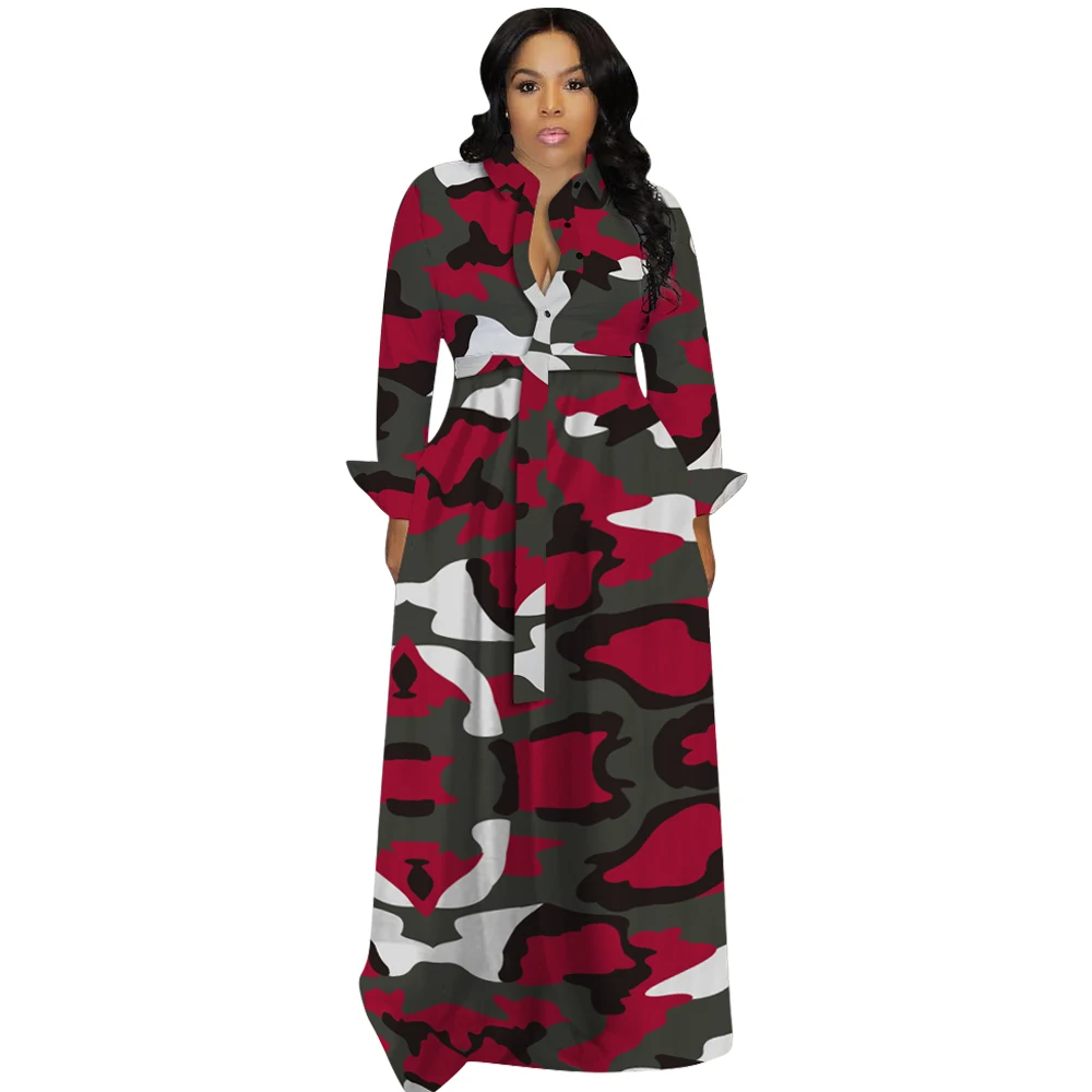

2021 new arrivals spring fall ladies dress plus size printed casual long women dresses