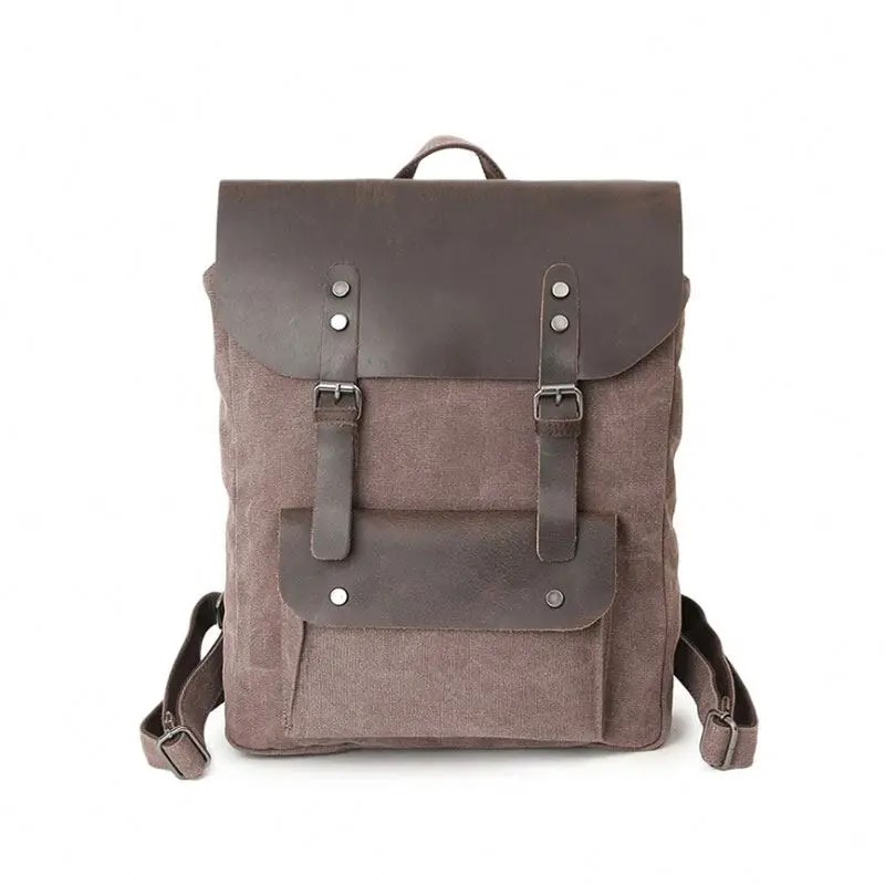

Wholesalecanvas Leather Backpack Soft Canvas Backpack For Girls, Customized color