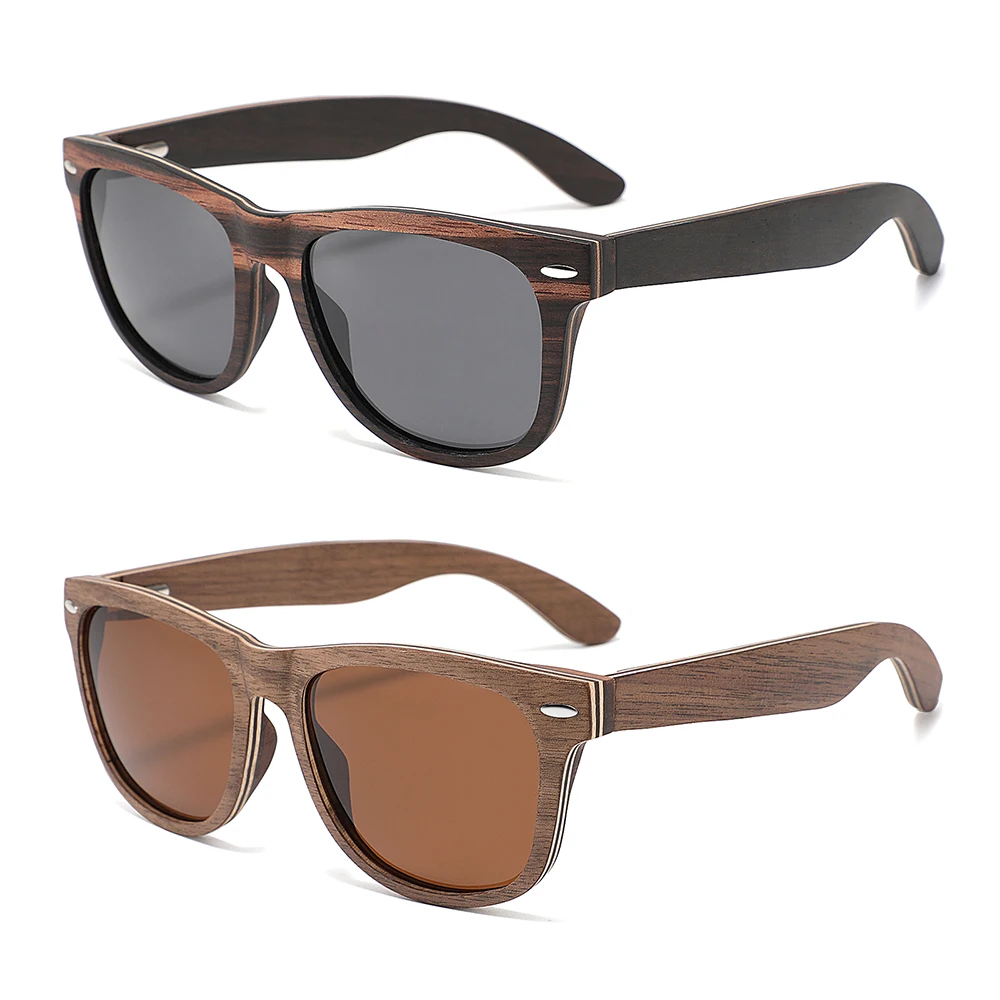 

Wood sunglasses luxury shades custom logo sun glasses polarized lens spring hinge