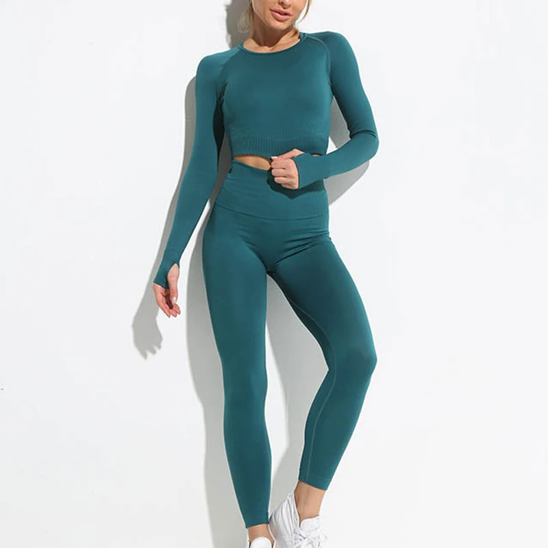 

Hot Sale 2021 Seamless Workout Sets 2 piece Scrunch Butt Yoga Sets Fitness Women Printed Yoga Set For Women