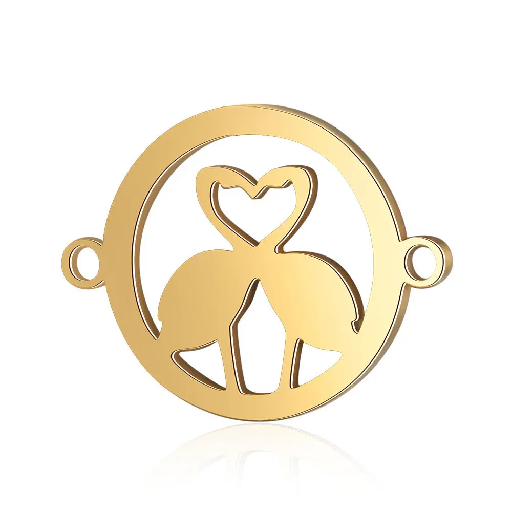 

Silver/Gold Metal Jewelry Accessories Finding Stainless Steel Double Couple Swan Pendant Charm, Gold,silver