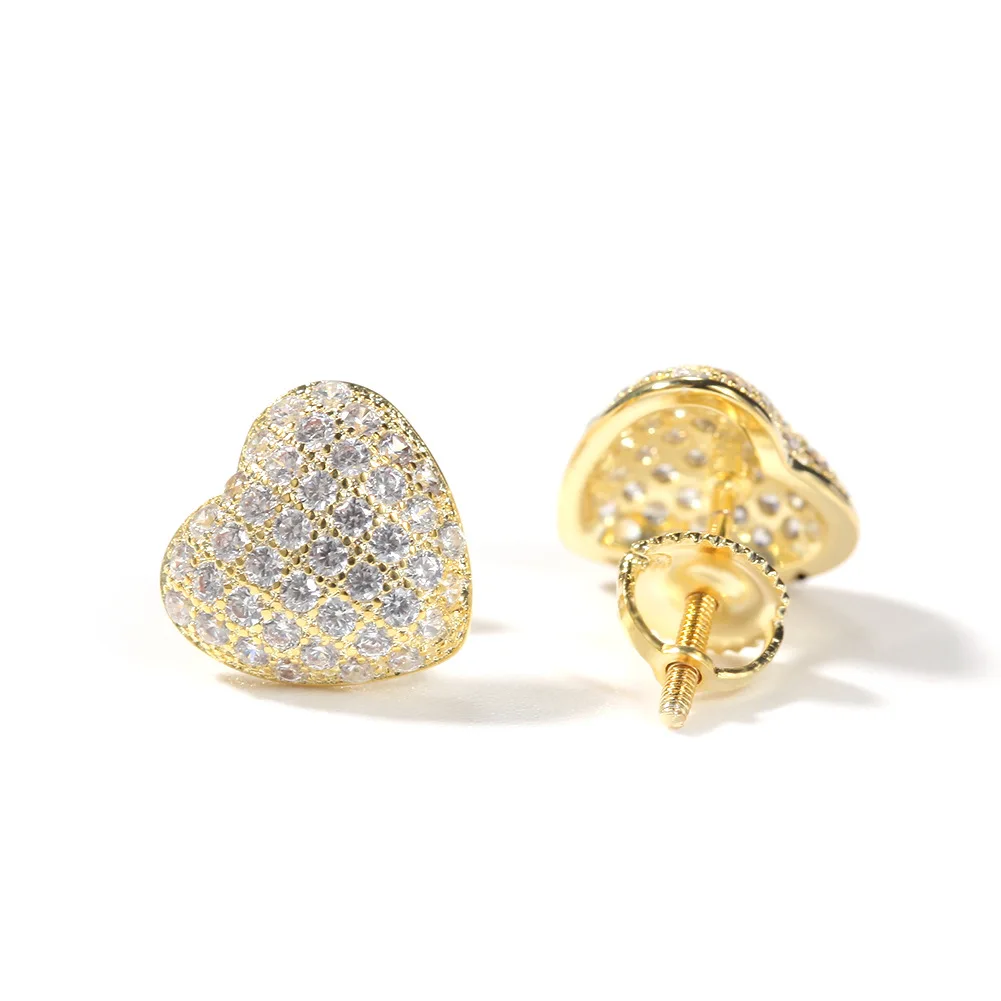 

Hip hop jewelry S925 silver earrings for men and women with love earrings inlaid with zircon student earrings