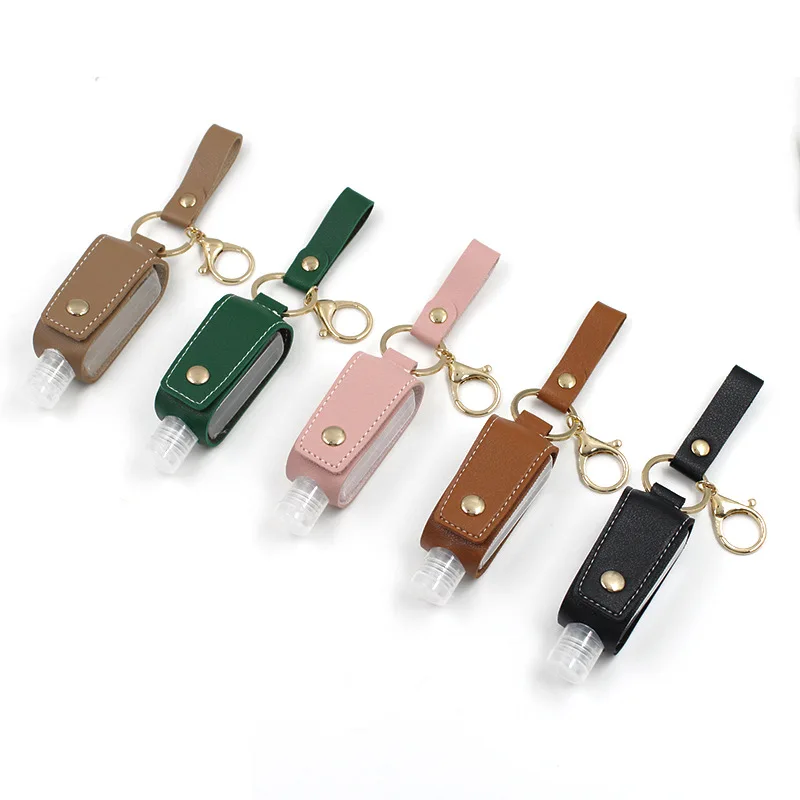 

Traveling sanitizer Case PU leather bottle holder traveling keychain leather case 30ml, Customzied