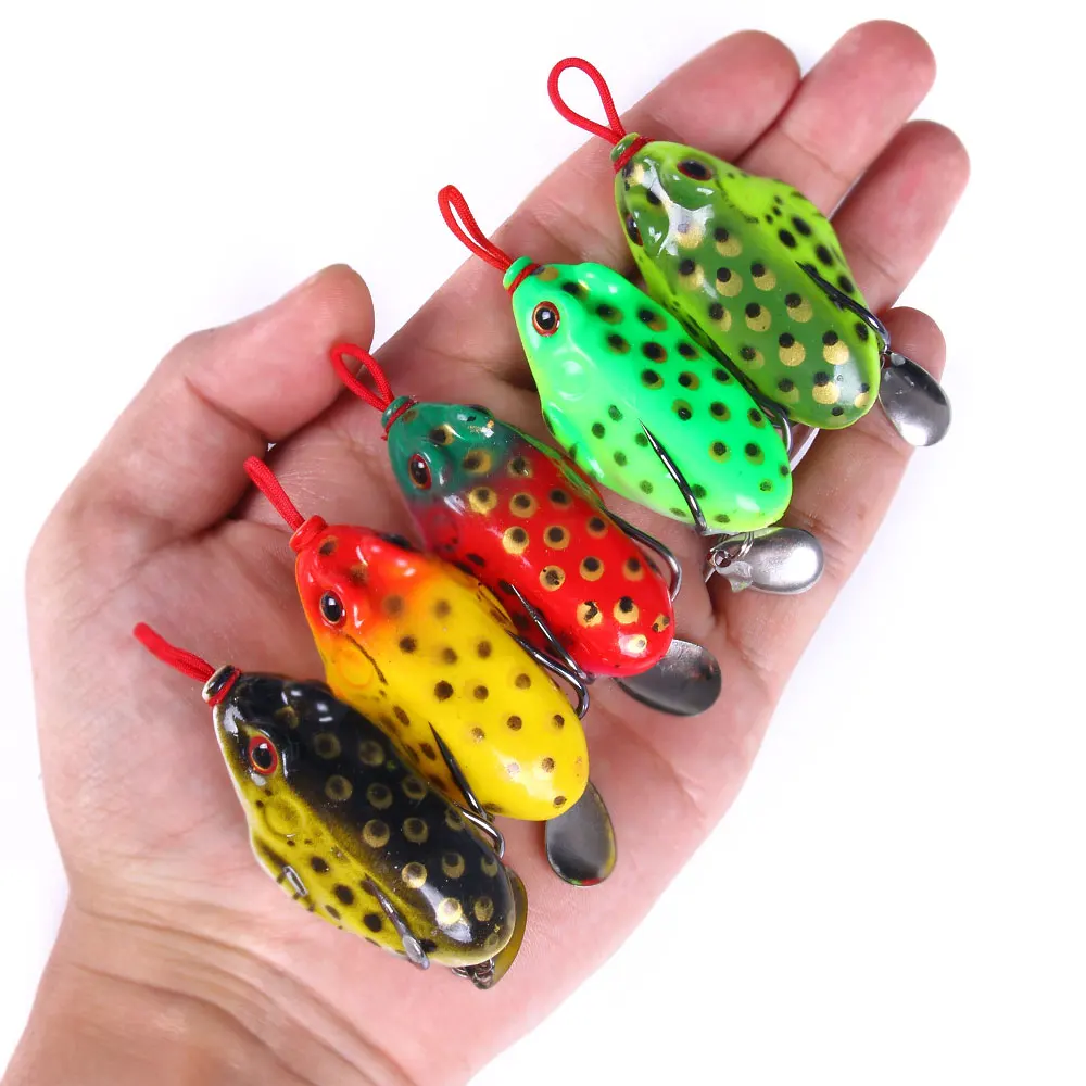 Soft Frog Fishing Lures With Spoon 55mm 12.8g for Snakehead Frog Fishing Bait
