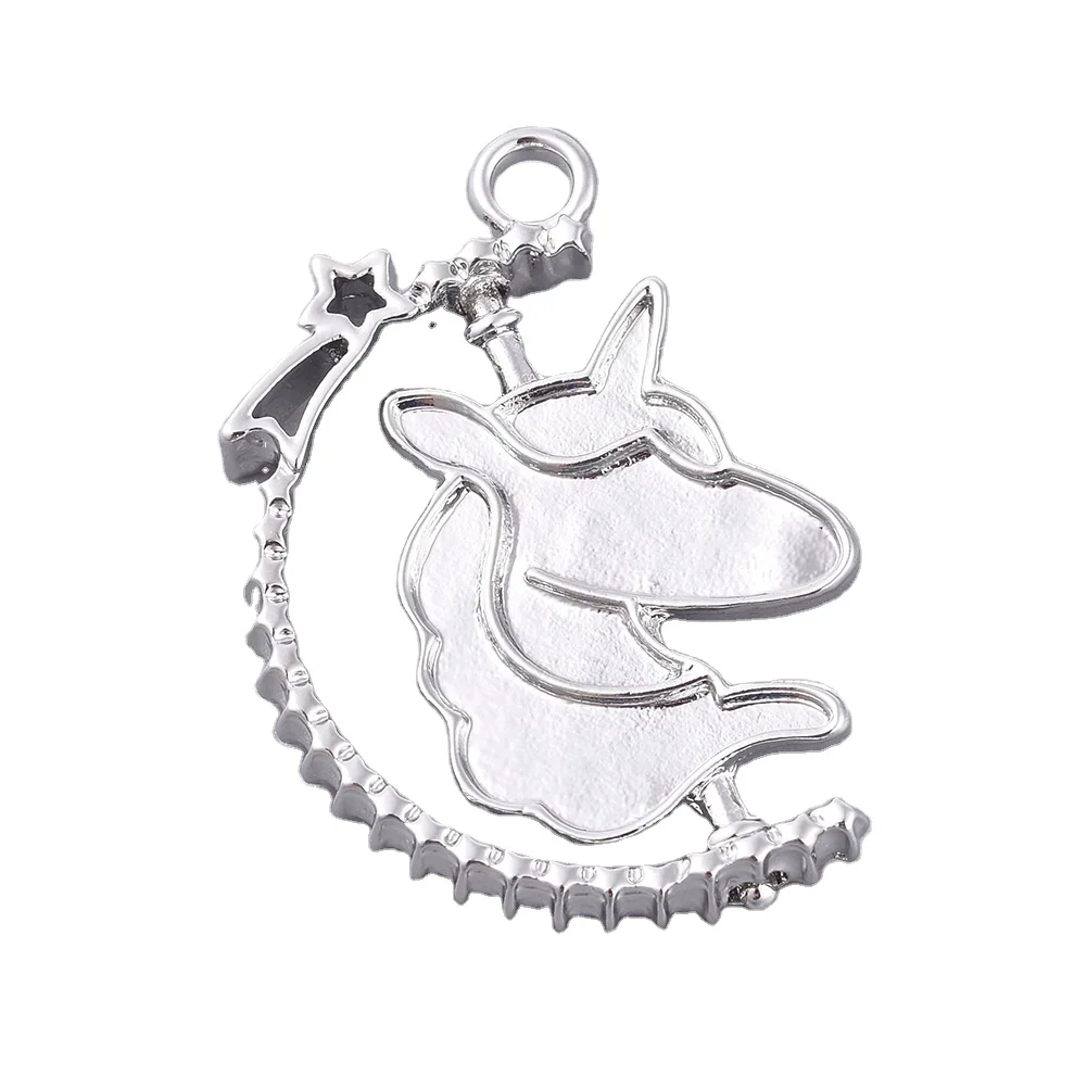 

PandaHall Platinum Unicorn Alloy Open Back Bezel Pendants