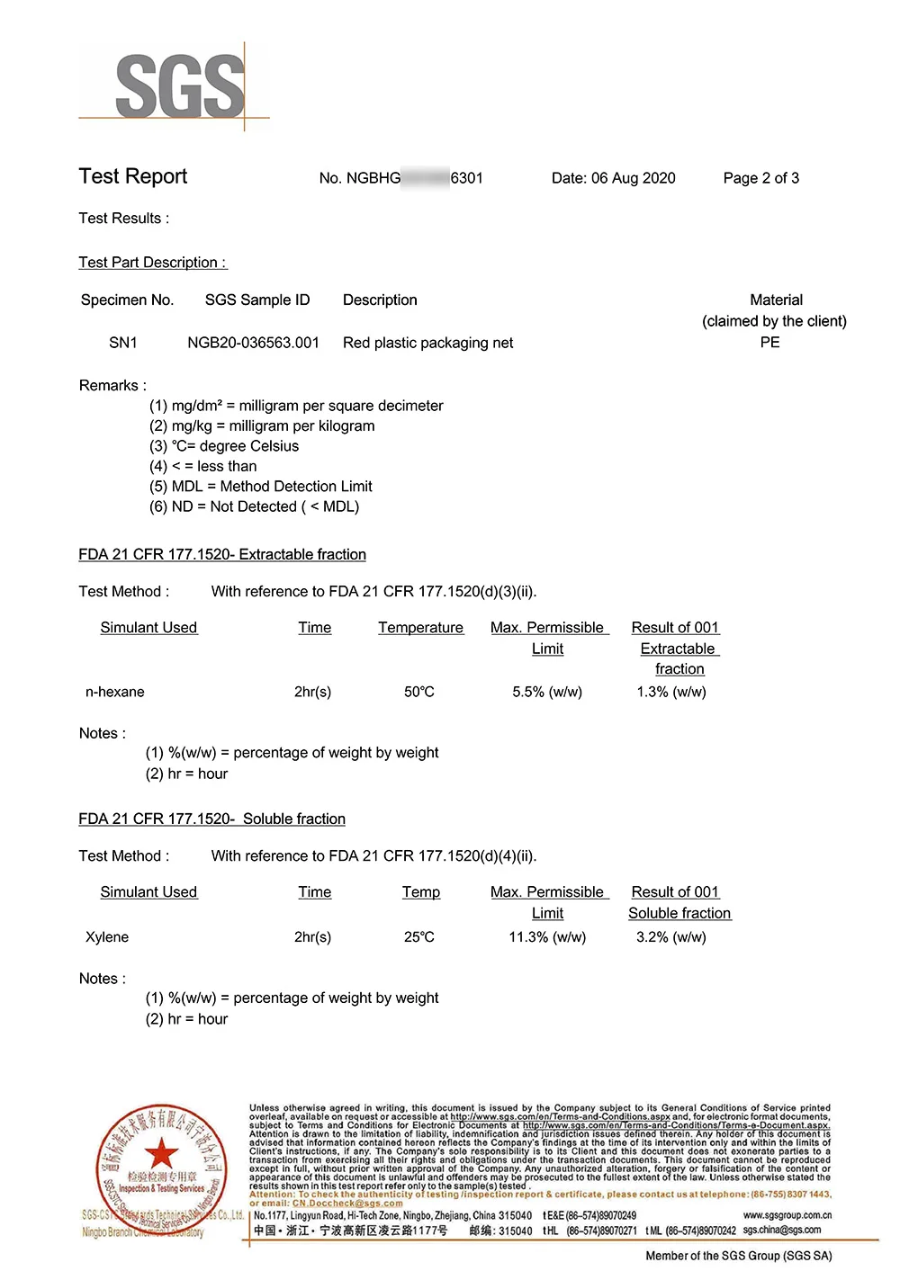 EPE Foam Net Certification