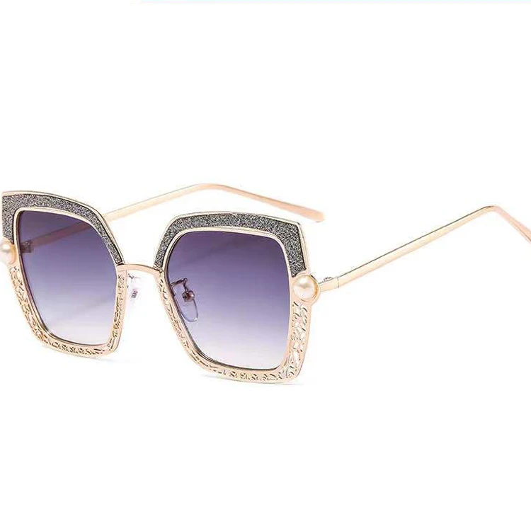 

Fashion Metal Pearl Hollow Out Sunglasses Luxury Colorful Women Glasses Uv400 Oem Available Joker Sun Glasses, 6 colors