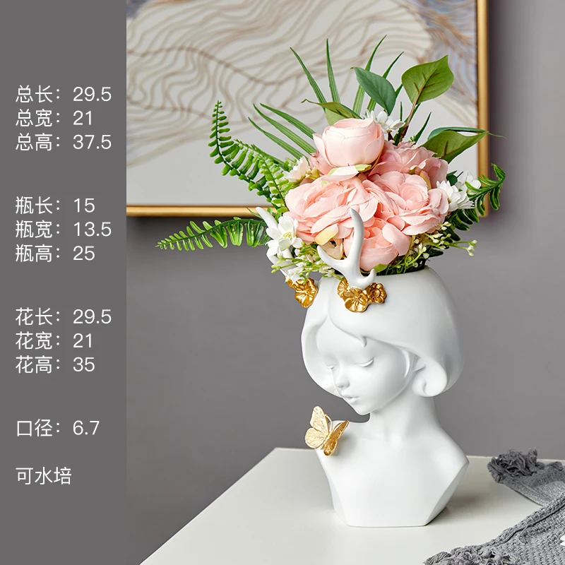 

Amazon Supplier Wholesale Resin vase Cute girl face bubble gum desktop Decoration flower pots vase, Customized color