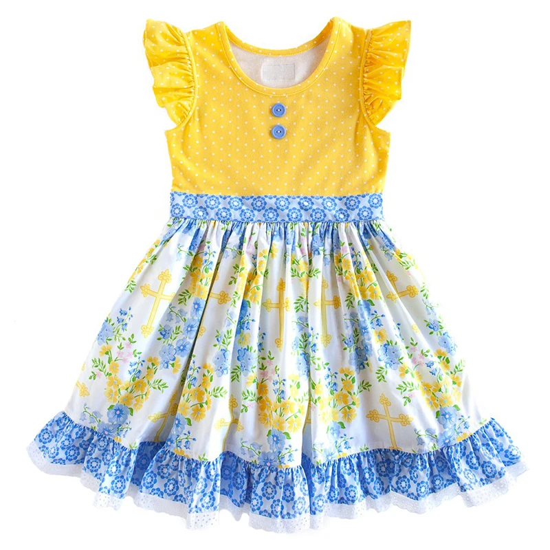 

2022 boutique summer girls dresses kids floral short sleeve baby girl dresses, Picture shows