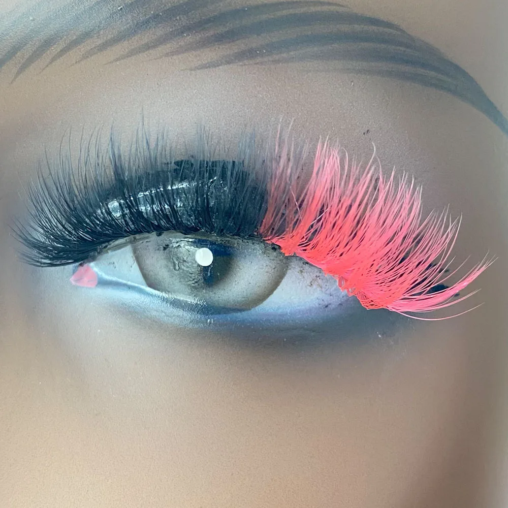 

New fancy custom multi color faux mink eyelashes vendor wholesale fluffy 3d mink full strip lashes with colors