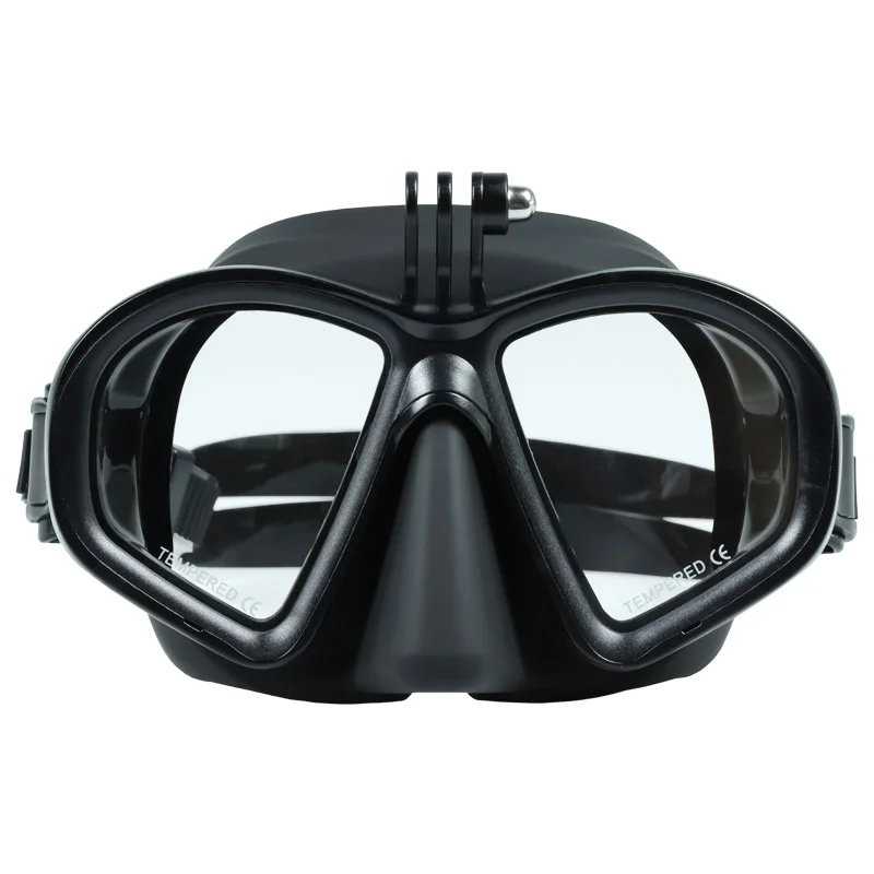 

Professional low volume soft silicone nose adult spearfishing mask swiming diving silicone mask gopro free diving mask, Black, white