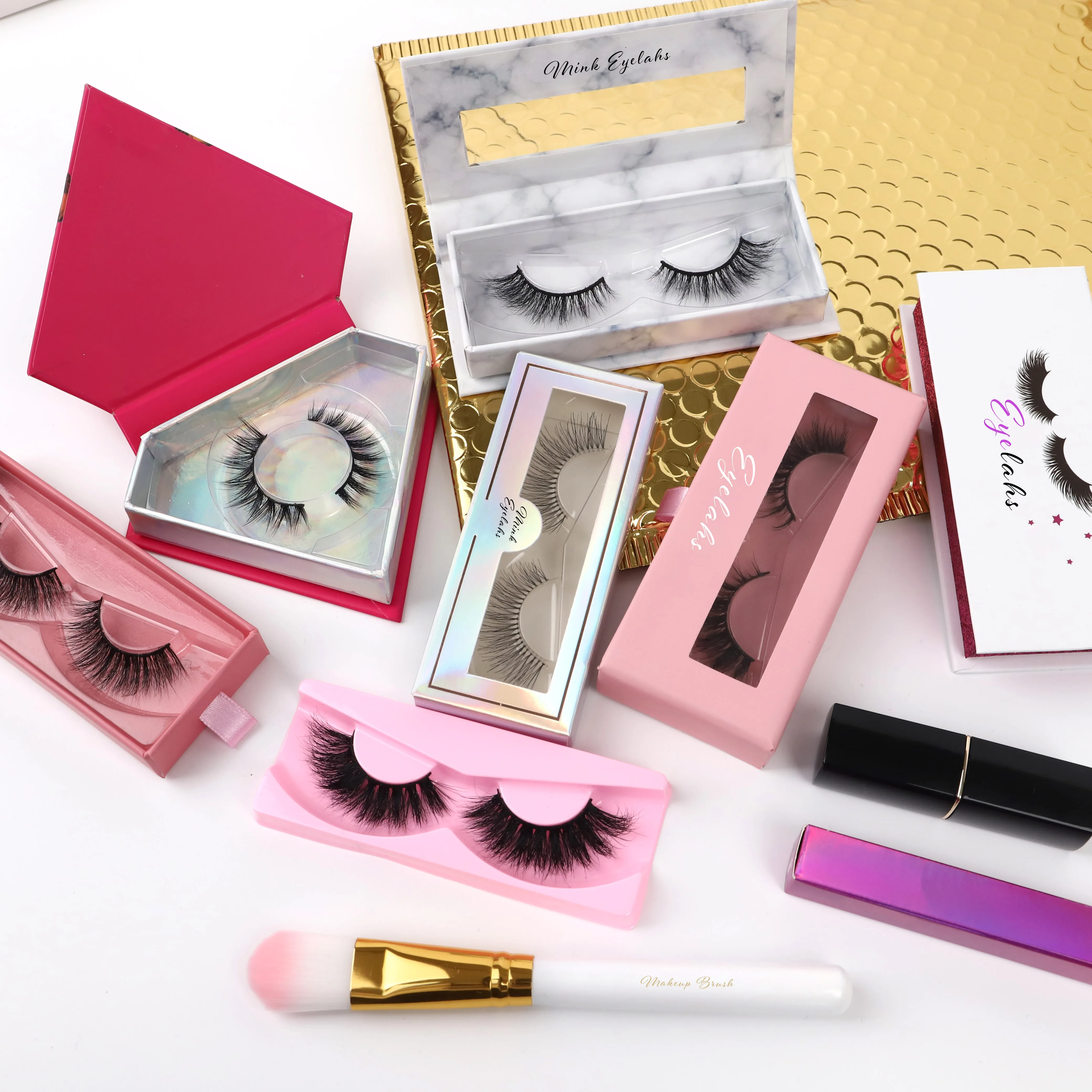 

Wholesale lashes fluffy mink false eyelashes 3d 5d 100% full strip lashes