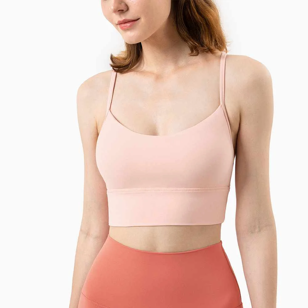 

2021 new fitness sexy back sports underwear vest style naked sense small sling Yoga bra Sexy yoga bra, Colorful