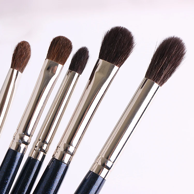 

Custom LOGO Exquisite Eye Makeup Brush Wood Handle Animal Bristle 5 Pcs Goat / Horse Hair Eye Make Up Brush Set