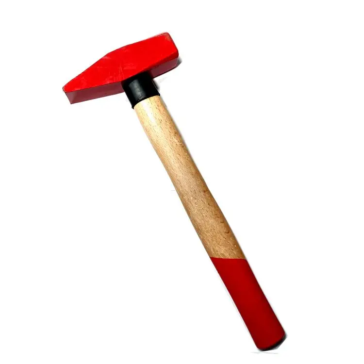 

C45 forged steel red machinist hammer head with 1/3 red wooden handle