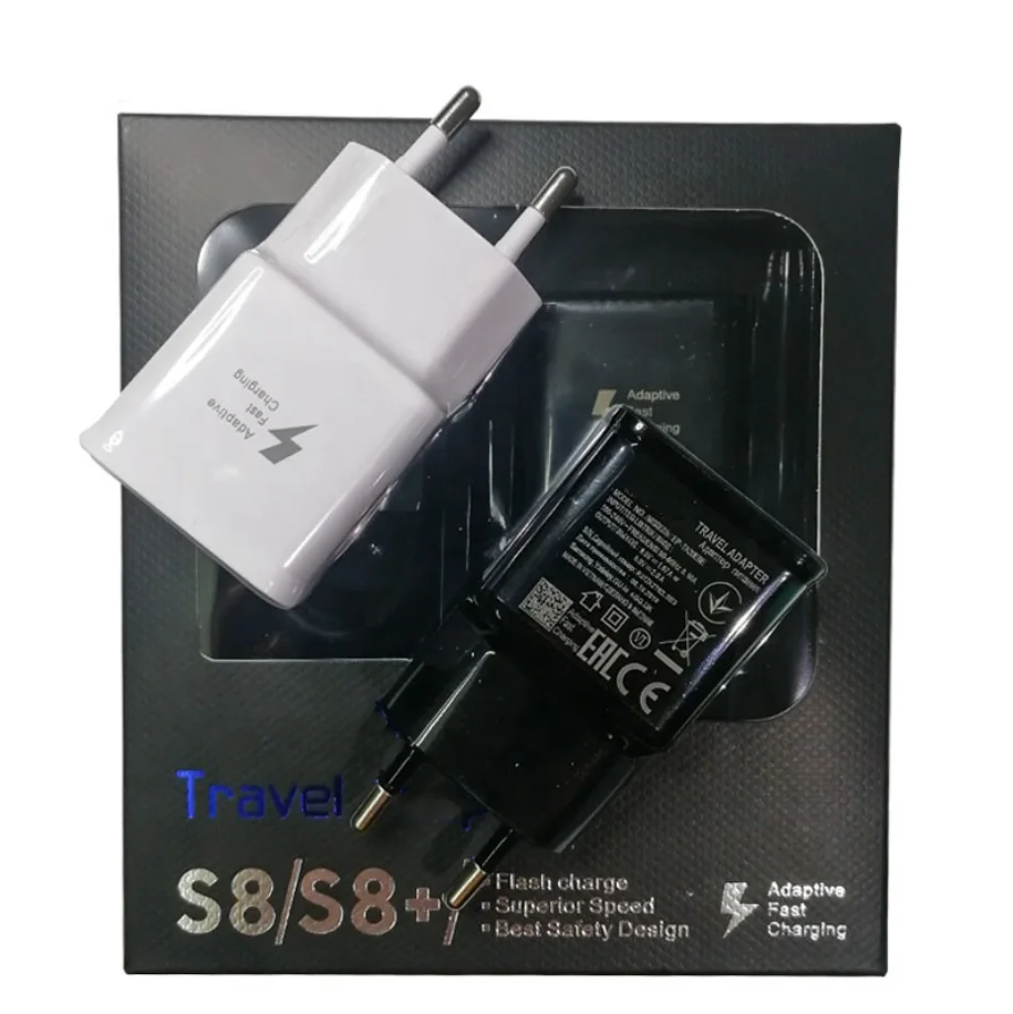 

charger For Samsung original S6 S7 S8 S10 Power Adapter Fast Charging EU Plug Travel mobile phone Wall USB Charger Galaxy Note10, White/black