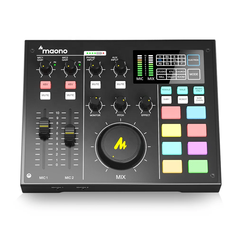 

MAONOCASTER AU-AM100 Professional All-In-One Podcast Production Studio Audio Interface Sound Card