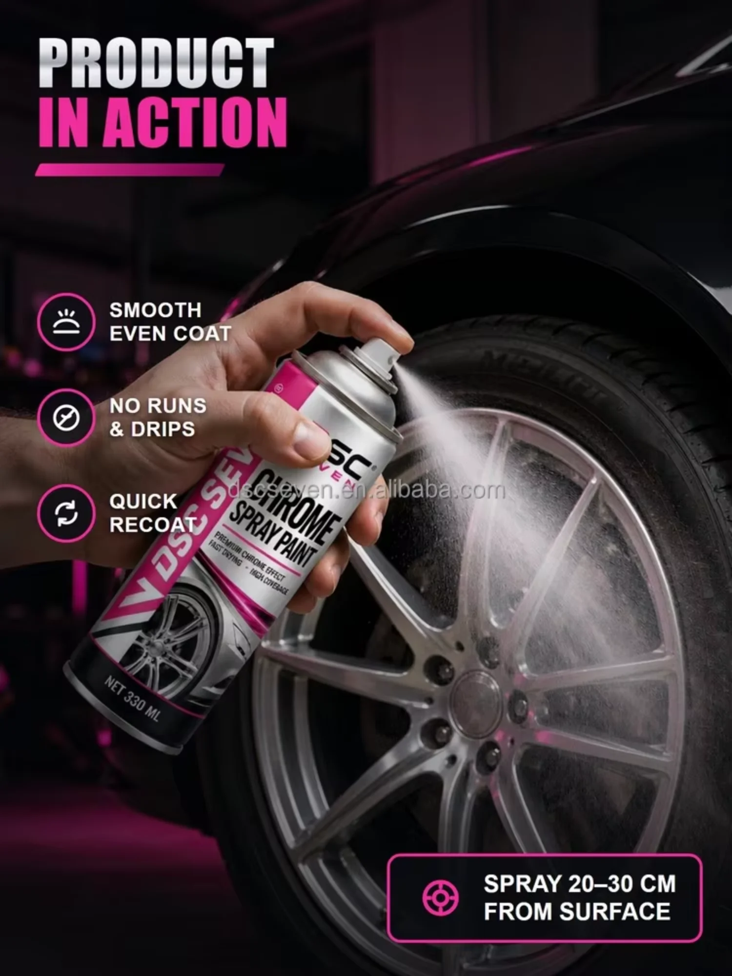 DSC SEVEN Chrome Effect Aerosol Paint 330ml 350ml High-Coverage Silver Metallic Spray Paint DSC SEVEN Chrome Effect Aerosol Paint 330ml 350ml High-Coverage Silver Metallic Spray Paint