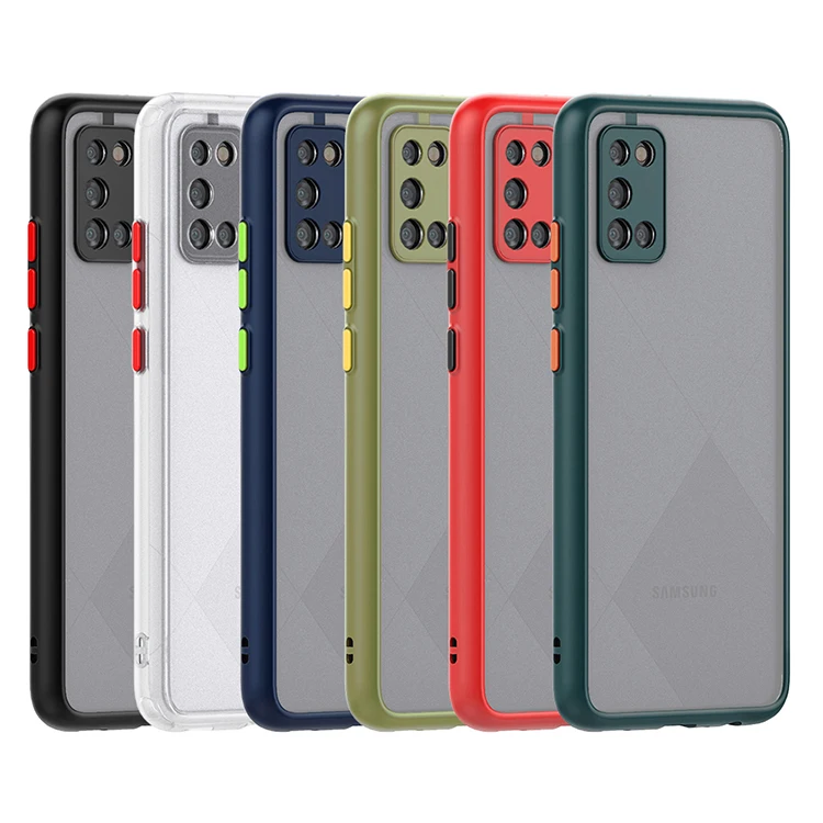 

Protect lens Smoke Case Shockproof Translucent Matte Hard Phone case For Galaxy A02s Soft edge Cover