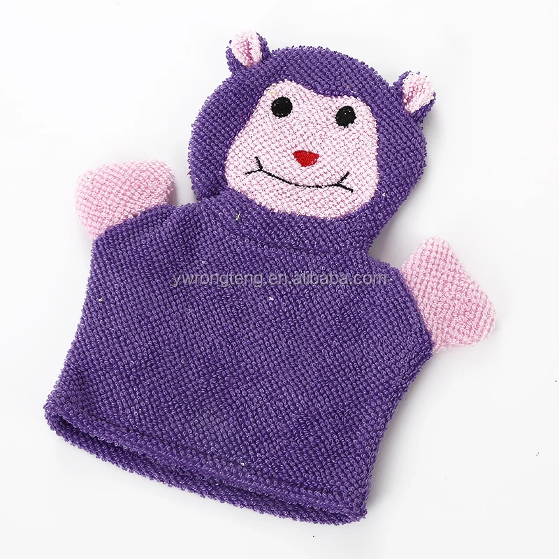 Baby Cute Cartoon Bathing Mitt Glove Scrub Wash Cloth Kids Bath Gloves