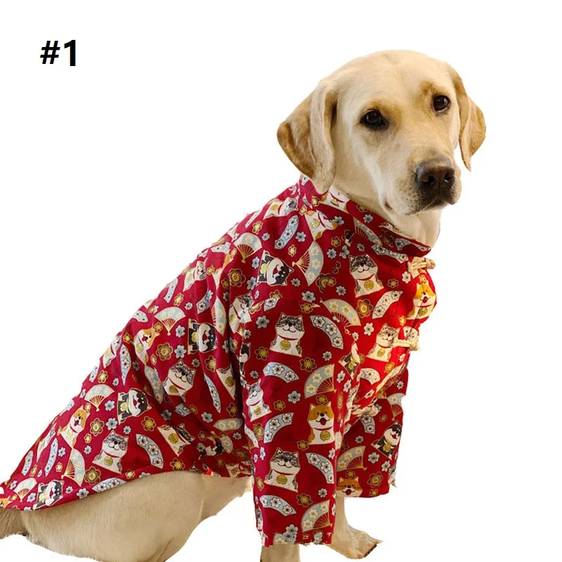 

Large dog winter warm jacket pet cotton clothing coat New Year festive two-legged clothes apparel