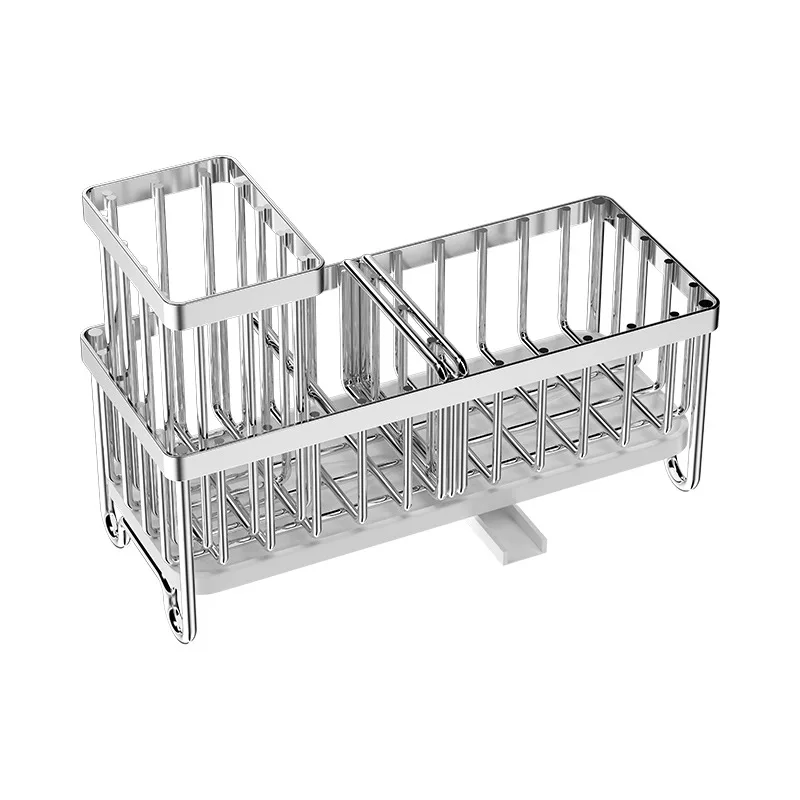 2025 Kitchen Stainless Steel Storage Rack Sink Sponge Holder Organiser Kitchen Countertop Sink Caddy Sponge Holder with Drainage
