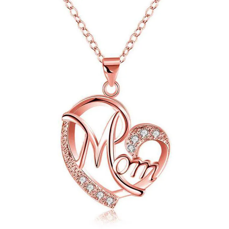 

Cross-Border E-Commerce Supply Explosion Necklace Mom Color Heart-Shaped Diamond Mother'S Day Gift, Picture shows