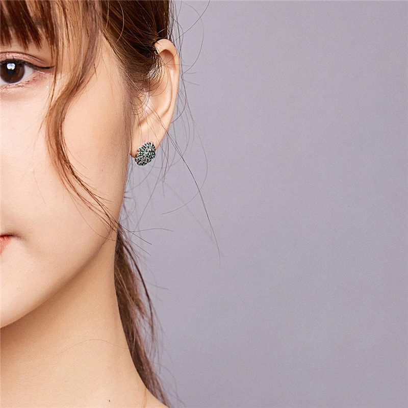 

Made In China 925 Sterling Silver Jewelry Green Cz Leaf Monstera Unique Earrings