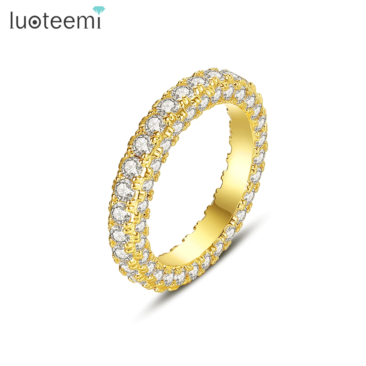 

LUOTEEMI New Design Stone Rings Diamond Band Ring For Women Ladies Friendship Rings