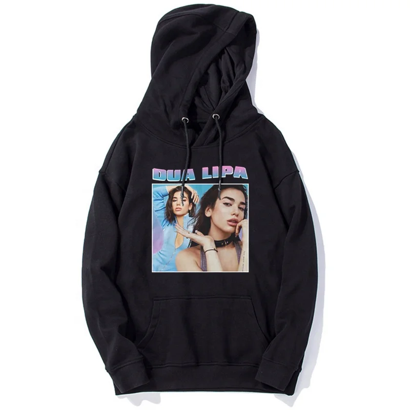 

Men's Fashion Sweater Hoodie Dua-lipa Hooded Casual Hoodies, Black and white