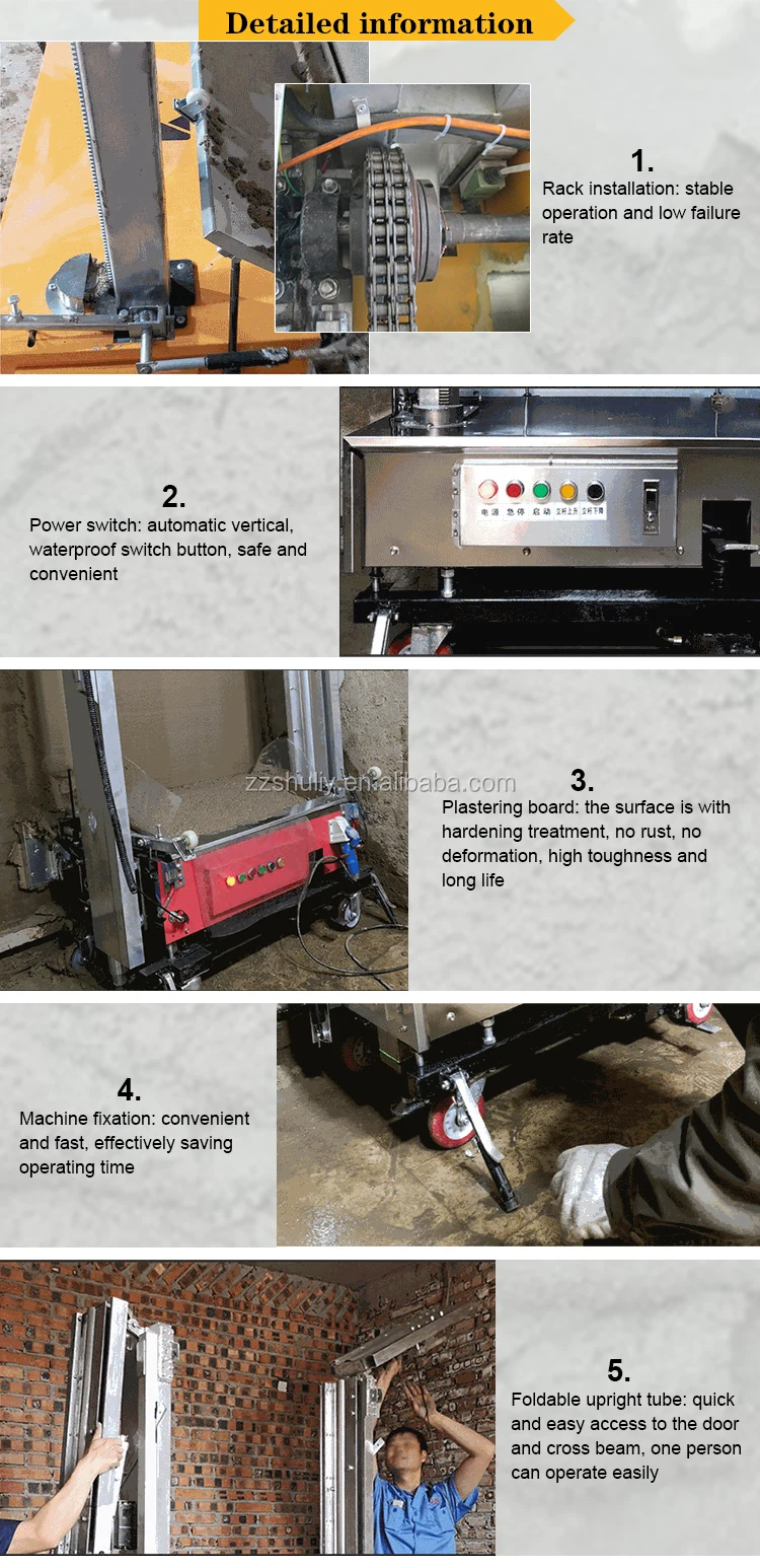 china supplier wall concrete plaster plastering cement mortar rendering machine autonomously