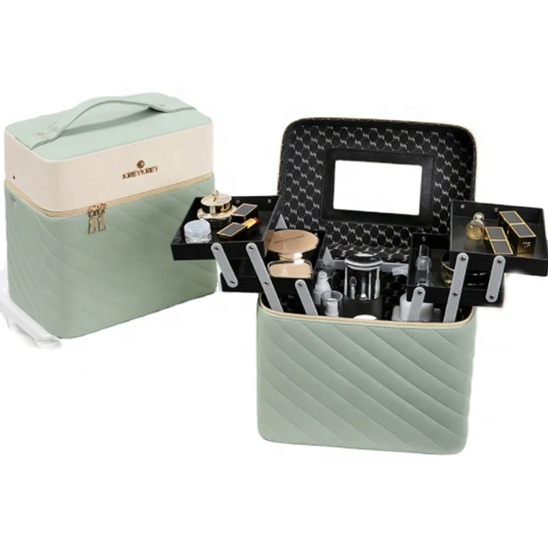 

Wholesale PU Leather Pouch Makeup Floding Large Capacity Travel Bag Cosmetic Bag Case