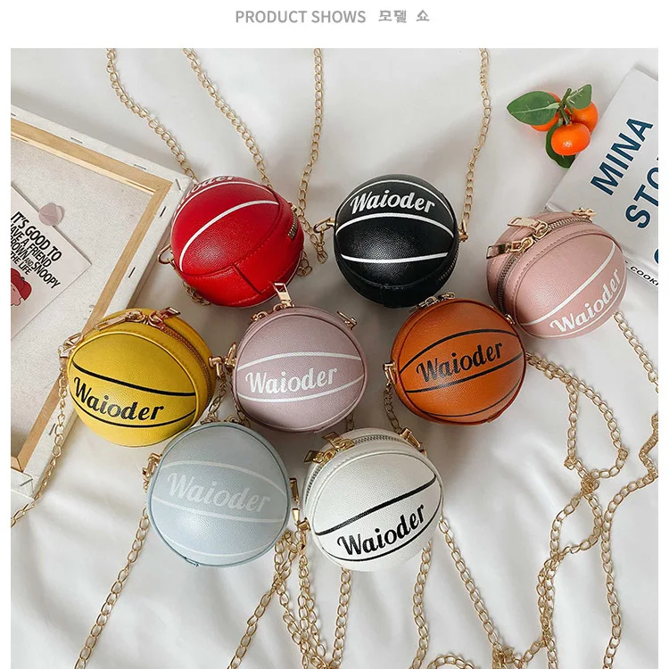 

wholesale crossbody mini cute chain black purse basketball handbag, 8 colors