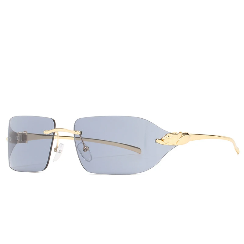 

2022 New Leopard Head Fashion Women Rimless Lens Metal luxury SunGlasses Men