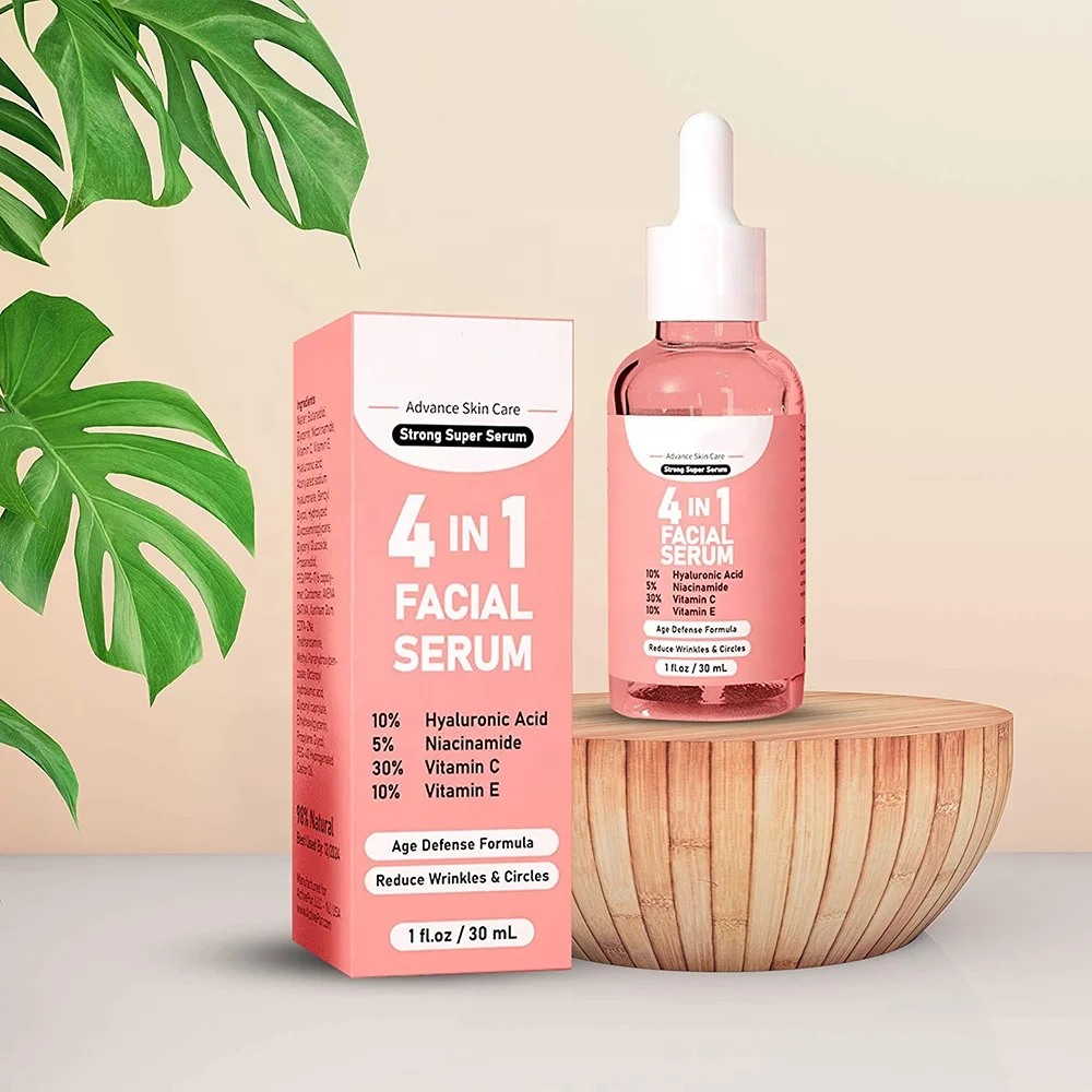 

OEM Hikocy Vitamin E Organic Vegan Niacinamide Whitening Hyaluronic Acid Essence Facial 4 in 1 Vitamin C Serum