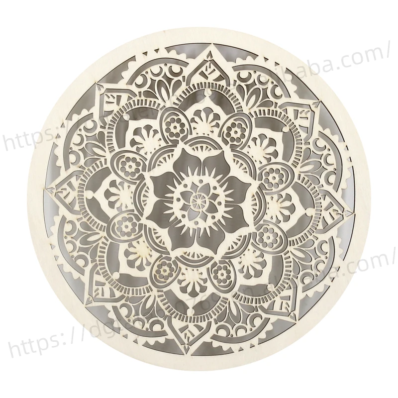 TaiLai 8 Inch Chakra Wooden Wall Decor Wood Decor Sri Yantra Mandala Chakras Wheel of Life Grid Hanging Cutout