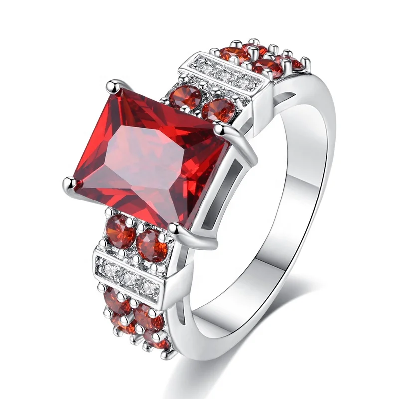 

Wholesale Jewelry Rectangular Zircon Ruby Women Ring R224