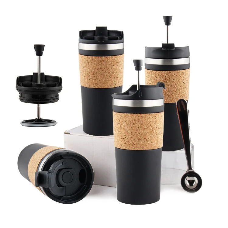 

Portable Vacuum Insulated French Press Coffee Travel Mug Coffee Press Plunger. Single-serve Coffee Makers.Travel Tea Mug 12oz, Black/silver/grey, also can be customized color