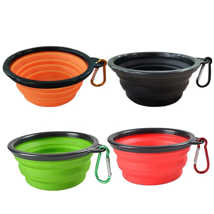 

Silicone Dog Bowls Portable Foldable Water Dog Bowls Food Dishes with Carabiner Clip for Travel
